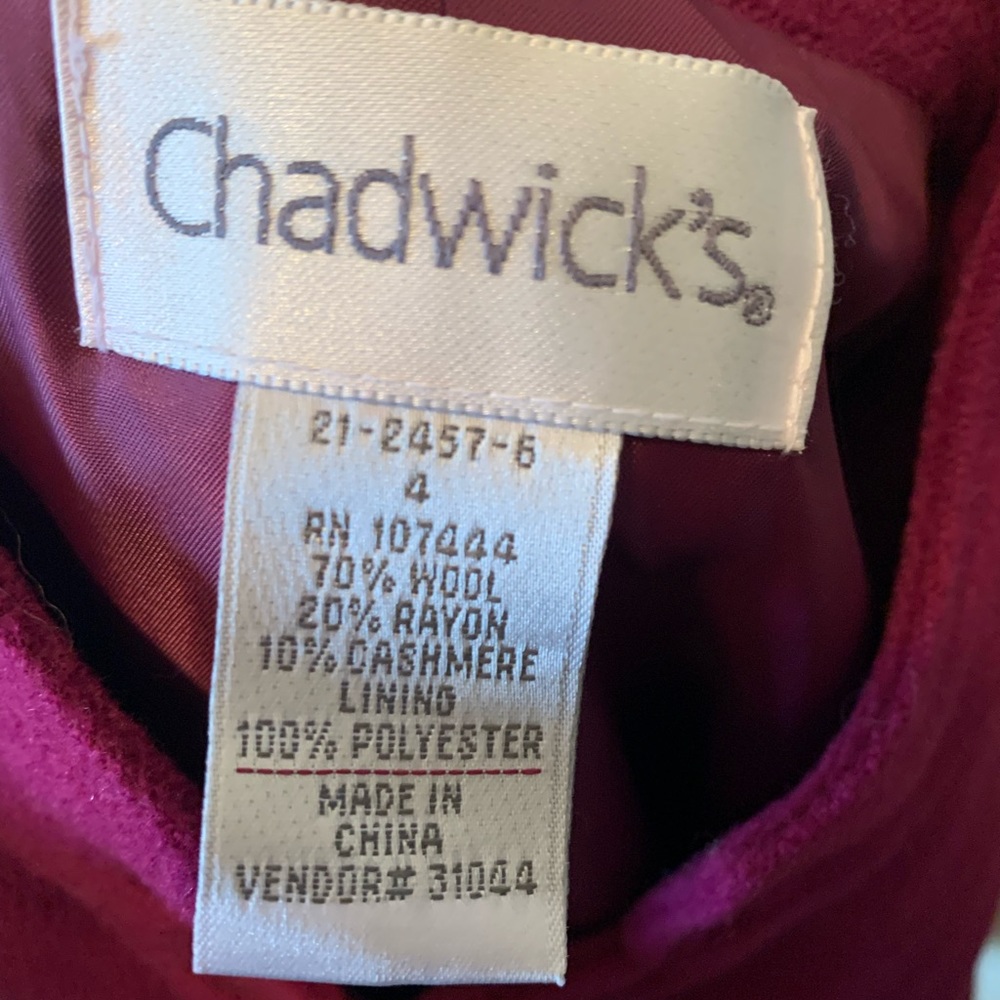 NWOT- Chadwick’s cranberry blazer. Size 4. - Picture 3 of 3
